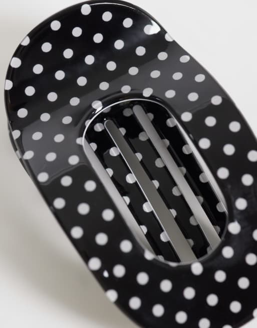 Accessorize - Pinza para el cabello negra con estampado monocromático de lunares, 2 de 3