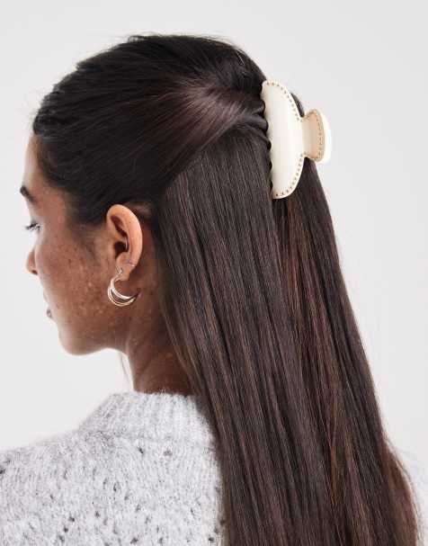 Accessorize - Pinza per capelli color crema con borchie sui bordi - view 1