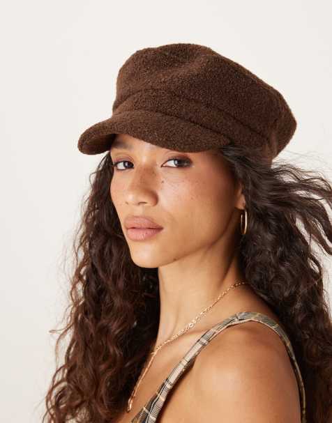 Accessorize plain boucle bakerboy hat in chocolate brown - view 1