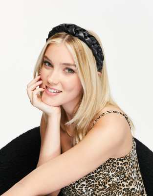 Accessorize Plaited Headband In Black Pu ModeSens
