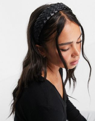 Accessorize plaited woven headband in black