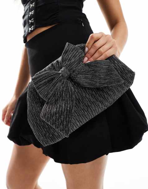Accessorize - Pochette argento con fiocco metallizzato - view 1