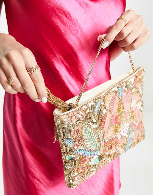 Accessorize Pochette multicolore con paillettes e fiori ASOS