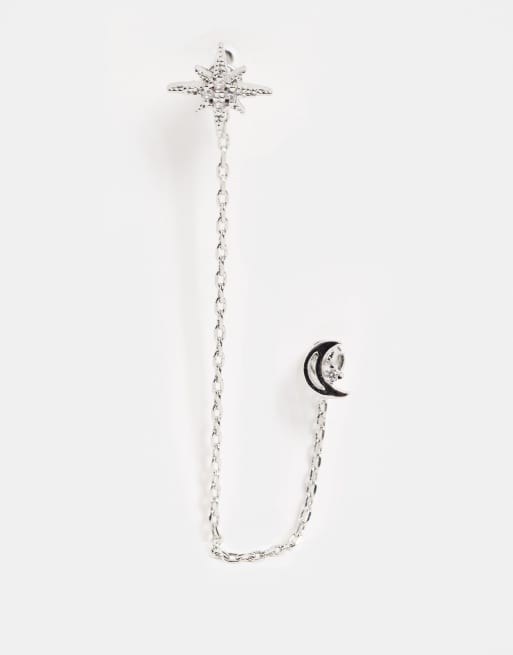 Accessorize – Podwójny kolczyk w kolorze srebrnym z motywem astrologicznym
