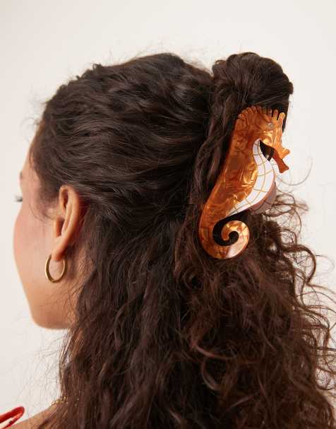Accessorize – Pomarańczowa klamra do włosów w kształcie konika morskiego - view 1