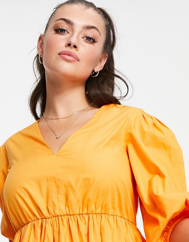  Cena Fabryczna Accessorize – Pomarańczowa sukienka z bufkami, tylko w ASOS Pomarańczowy