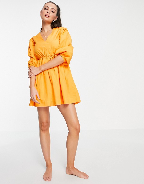 Cena Fabryczna Accessorize – Pomarańczowa sukienka z bufkami, tylko w ASOS Pomarańczowy