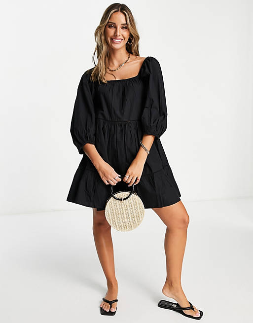 Women Accessorize poplin mini dress in black 