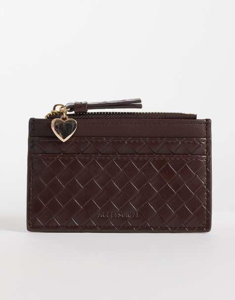 Accessorize - Portacarte intrecciato marrone cioccolato - view 1