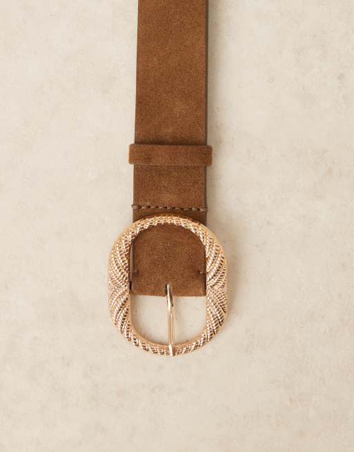 Accessorize – Premium – Brunt skärp med texturerat spänne, 2 av 3