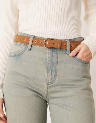 Accessorize Premium Grommets Belt In Brown