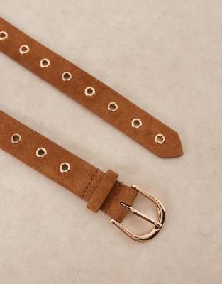 Accessorize Premium Grommets Belt In Brown