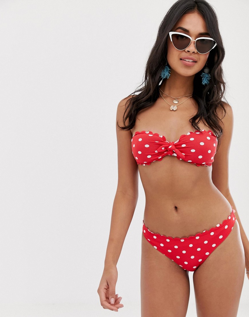 Accessorize – prickig bikiniöverdel i bandeau-modell med uddkant-Flerfärgad