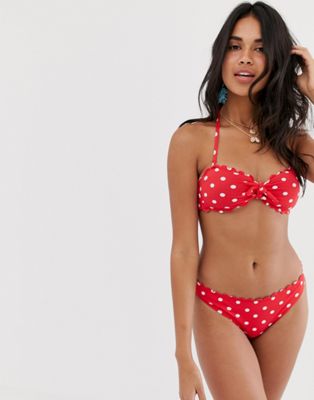 Accessorize – Prickig bikiniunderdel med uddkant och knytband i sidan-Flerfärgad