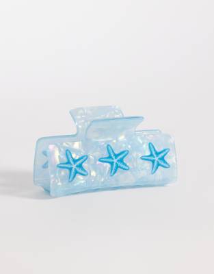 Accessorize Accessorize printed triple starfish hair claw clip in blue
