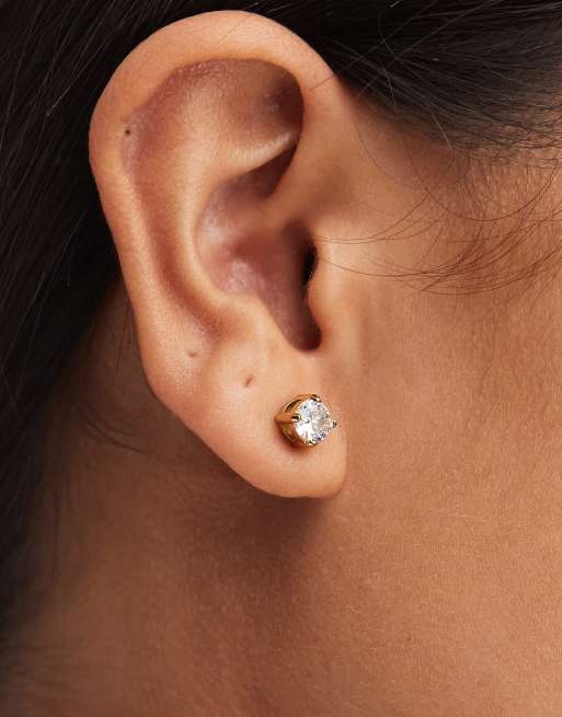 Accessorize - Puces d'oreilles à strass en acier inoxydable plaqué or - Doré, 4 de 4
