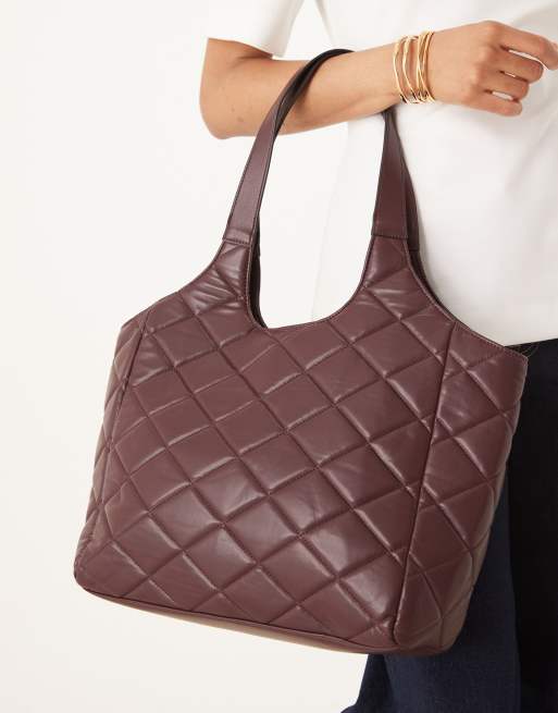 Accessorize quilted shoulder bag in burgundy, 3 of 4
