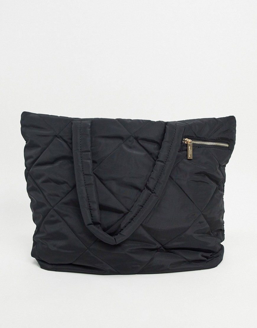 Accessorize quilted tote bag in black
