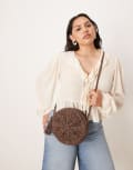 [Accessorize] Accessorize raffia circle crossbody bag in chocolate brown No Size BROWN