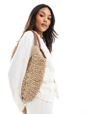Accessorize - Grand sac porté épaule incurvé en raphia naturel 