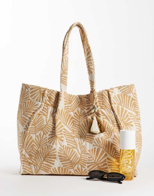 Accessorize raffia palm print beach tote bag, 2 of 4