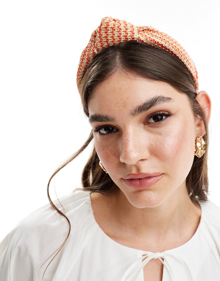 Accessorize raffia stripe headband in orange