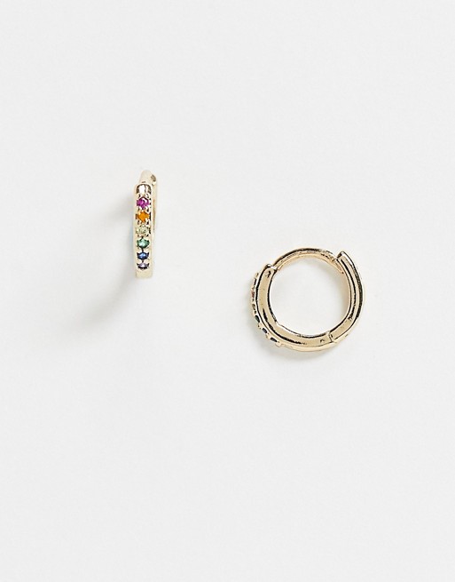 Accessorize rainbow stone huggie hoop earrings