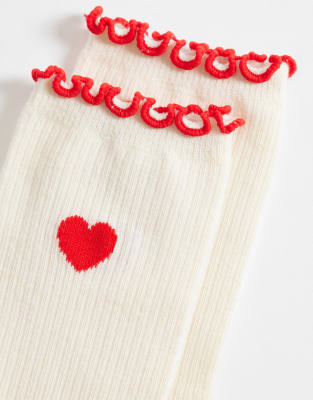Accessorize Red Heart Frill Socks In Multi