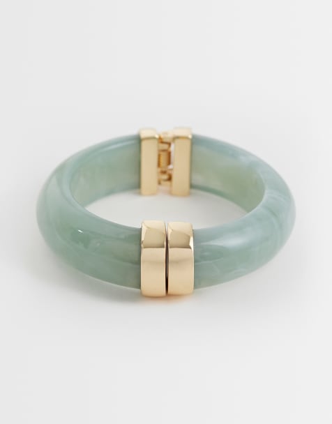 Accessorize resin clasp bangle in light green - view 1