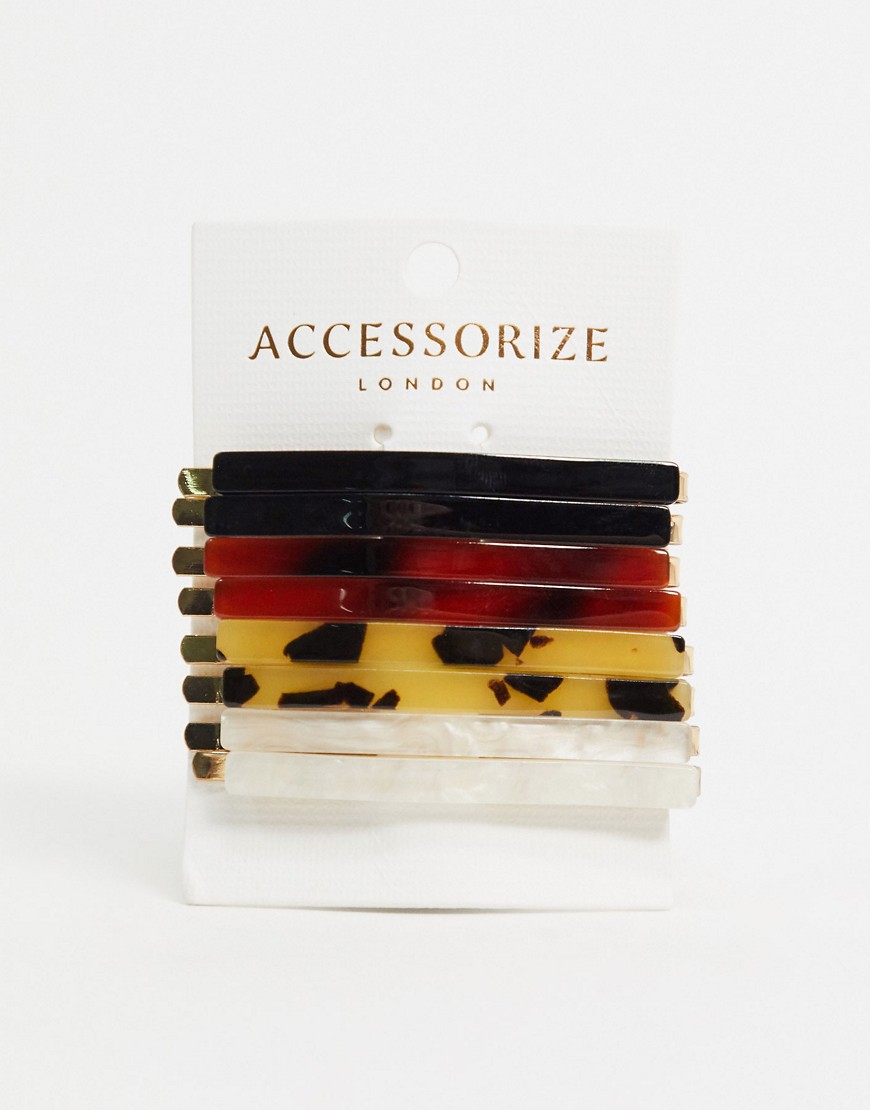 Accessorize resin hairslides in tort-Multi