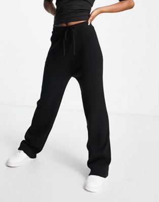 Accessorize ribbed trouser co-ord in black