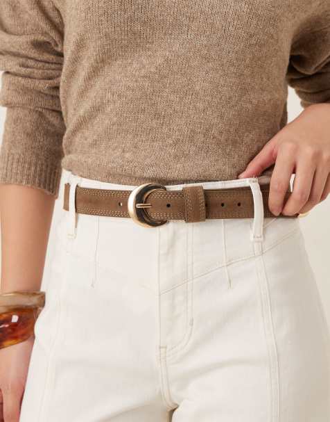Accessorize - Riem met gesp en stikseldetail in bruin - view 1