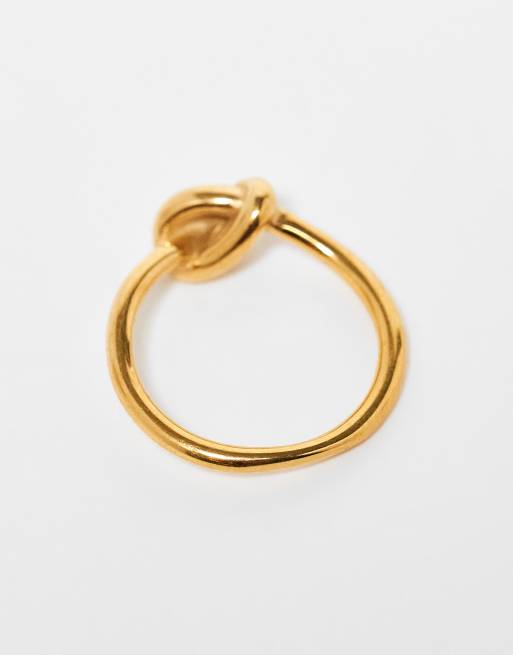 Accessorize – Ring i rostfritt stål med 14k guldplätering och knut, 2 av 3