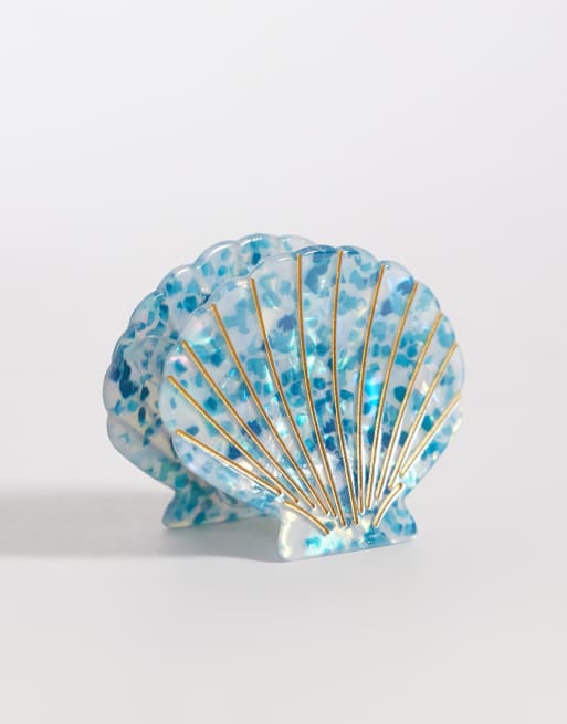 Accessorize – Riviera – Blå hårklämma i harts med snäcka, 3 av 3