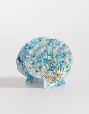 Accessorize - Riviera - Haarklammer aus Kunstharz in Blau mit Muscheldesign
