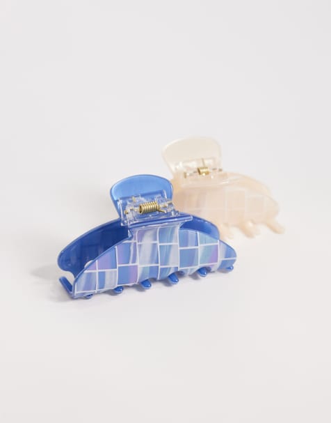 Accessorize – Riviera – Haarklammern aus Kunstharz in Blau, 2er-Pack - view 1