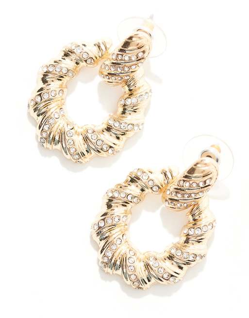 Accessorize - Ronde oorbellen met kristal in goudkleur, 2 van 4