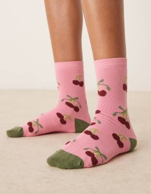 Accessorize - Rosa Socken mit Kirschmuster