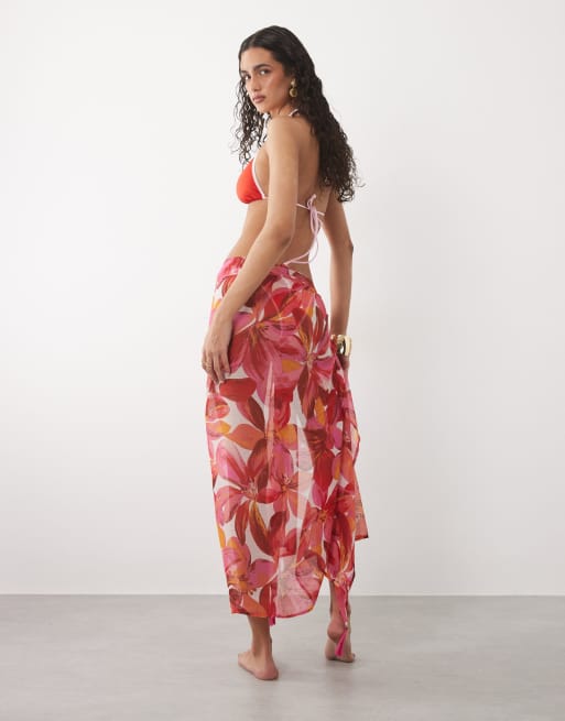 Accessorize – Rosablommig sarong, 4 av 4