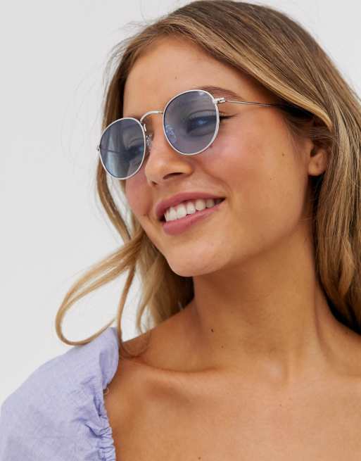 Accessorize Rosie round blue sunglasses ASOS
