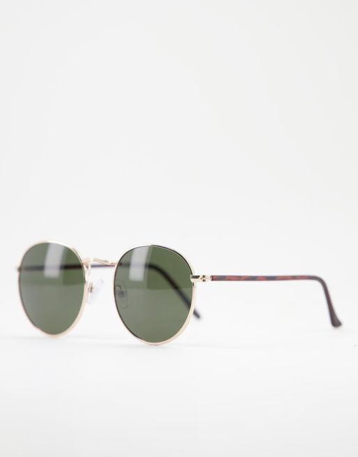 Accessorize round sunglasses with gold frames and brown lens, 3 of 4