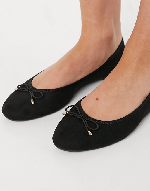 Accessorize round toe bow ballet flats in black