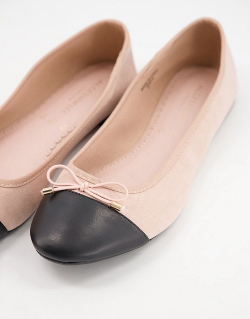 Accessorize round toe bow ballet flats in pale pink