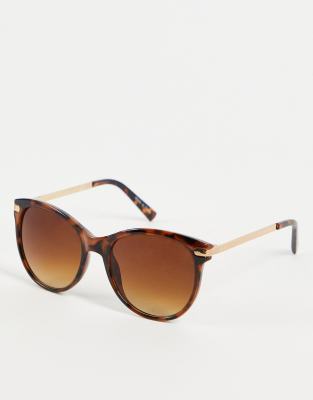 Accessorize Accessorize Rubee flat top oversize sunglasses in tortoiseshell-Brown