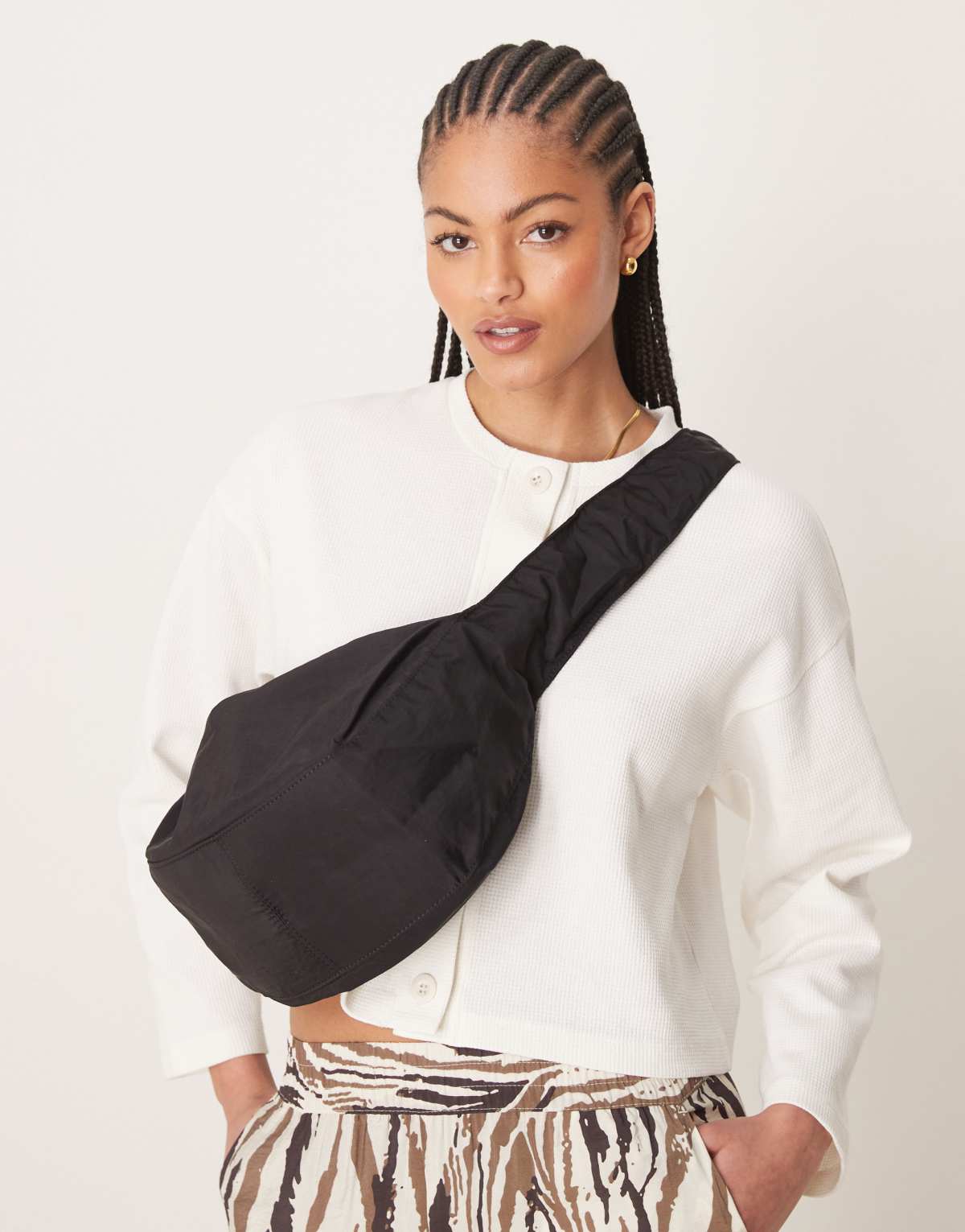 Accessorize ruched 2in1 sling bag in back