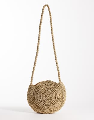 Sac bandoulière coquillage en raphia métallisé - Doré