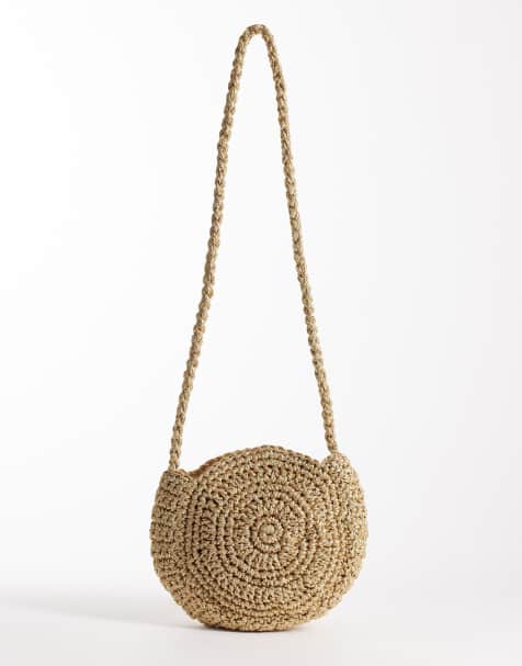 Accessorize - Sac bandoulière coquillage en raphia métallisé - Doré - view 1