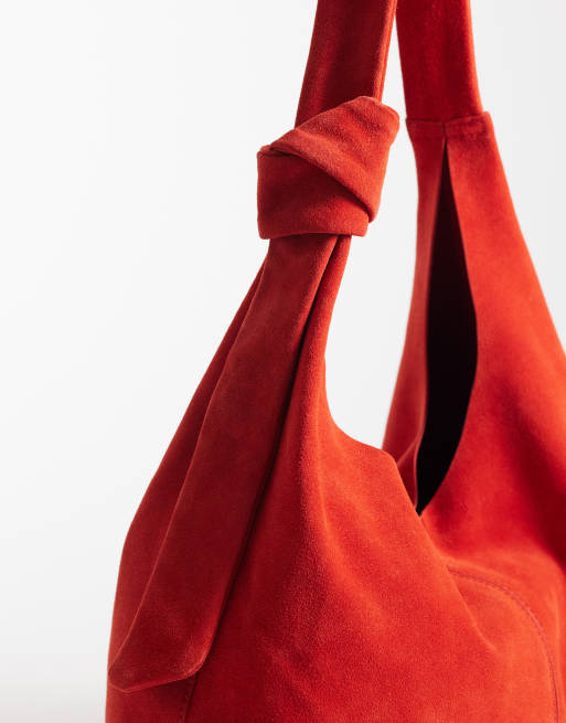 Accessorize - Sac porté épaule en daim avec détail noué - Orange, 3 de 4