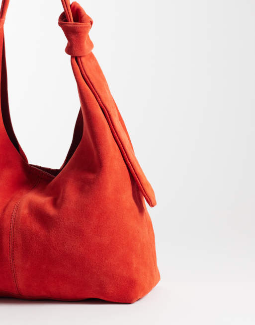 Accessorize - Sac porté épaule en daim avec détail noué - Orange, 4 de 4