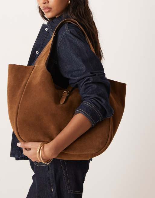 Accessorize - Sac porté épaule en daim avec languette à boucle - Marron, 2 de 4